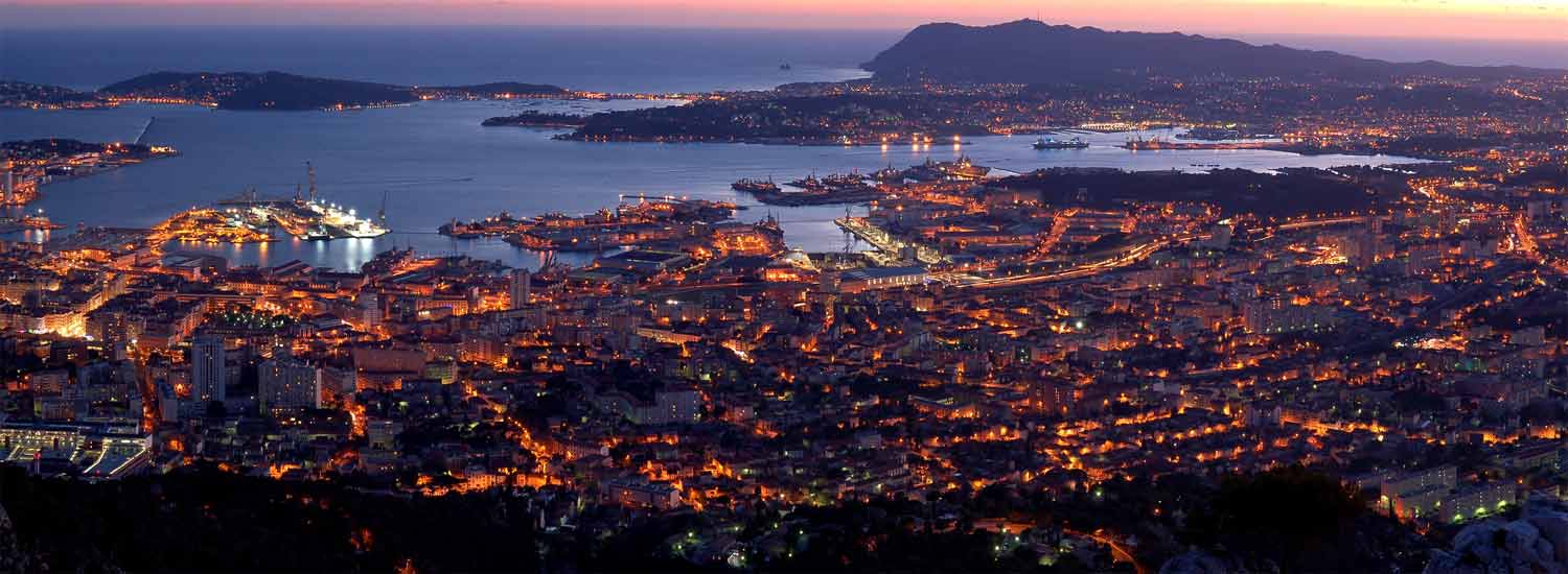 La Rade de Toulon au soleil couchant